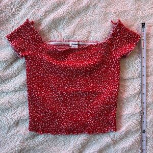 Garage Off Shoulder Crop Top Red
